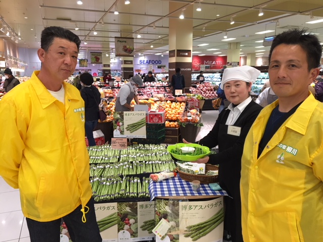 甘くておいしい アスパラ試食宣伝販売 Ja柳川